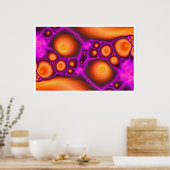 フラクタルを描くオレンジとプリン#1 ポスター (キッチン)