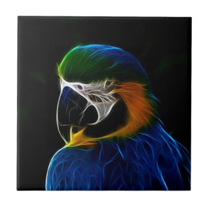 フラクタルを描くデジタルブルーのオウム タイル