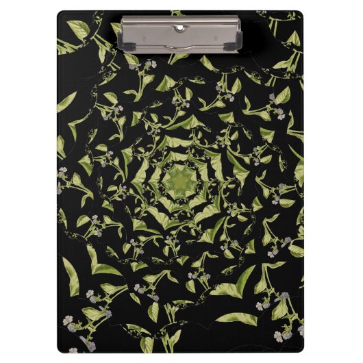 フラクタルを描く緑と黒の自然催眠 クリップボード (正面)
