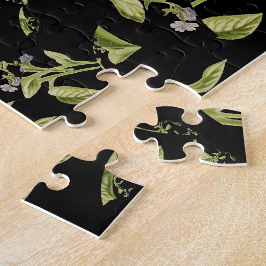 フラクタルを描く緑と黒の自然催眠 ジグソーパズル (側面)