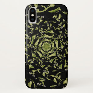 フラクタルを描く緑と黒の自然催眠 iPhone X ケース
