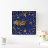 フラクタルを描く金色の星 スクエア壁時計 (ホーム)
