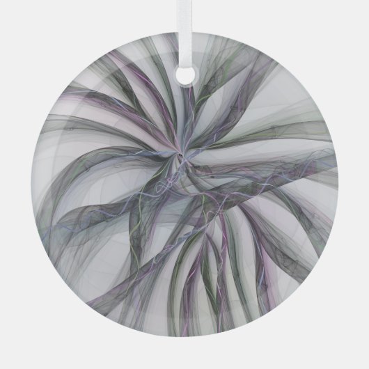 フラクタルを揺モダンらすフィレット動作抽象芸術 ガラスオーナメント (正面)