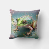 「フラクタルアートのエメラルドエッセンス：緑のカエル」 クッション (裏面)