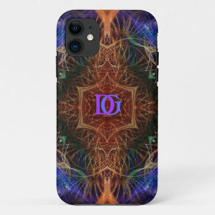 フラクタルアートインディゴアースカスタムモノグラム iPhone 11 ケース