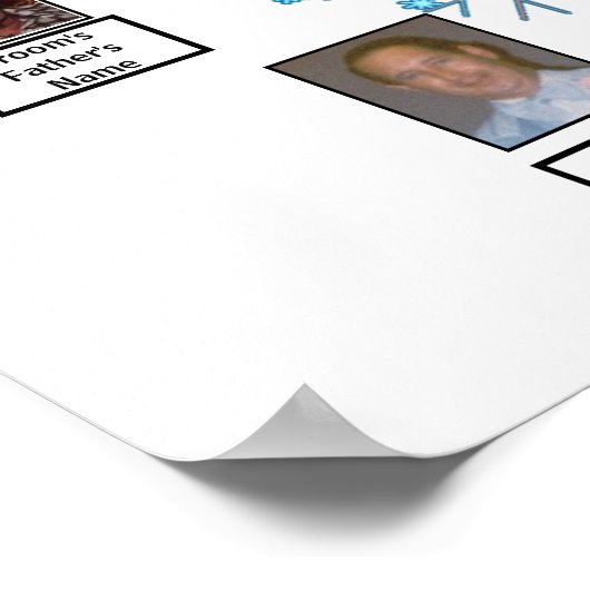 フラクタルアートツリーブルーフラワーファミリーツリーポスター ポスター (角)