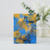 フラクタルアートブルーサークル旋回マンダラウォールアート ポストカード (スタンド正面)