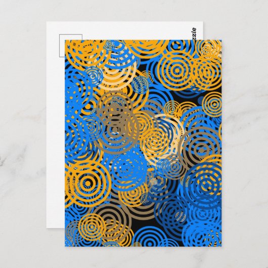 フラクタルアートブルーサークル旋回マンダラウォールアート ポストカード (正面/裏面)