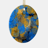 フラクタルアートブルージオメトリサークル旋回マンダラ セラミックオーナメント (右)