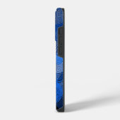 フラクタルアートブルージオメトリサークル旋回マンダラ iPhoneケース (左側面)