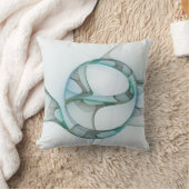 フラクタルアートブルーターコイズグレー抽象芸術エレガンス クッション (ブランケット)