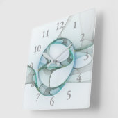 フラクタルアートブルーターコイズグレー抽象芸術エレガンス スクエア壁時計 (傾斜)