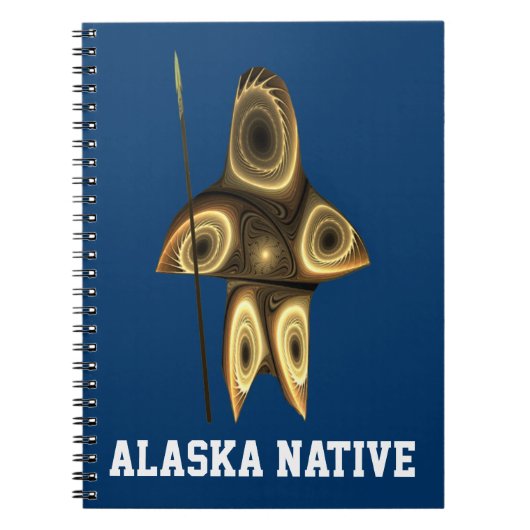 フラクタルイヌイットハンター – アラスカ先住民 ノートブック (正面)