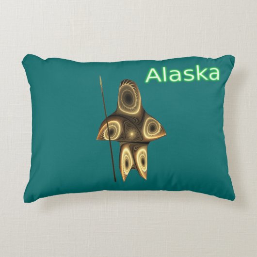 フラクタルイヌイットハンター – アラスカ アクセントクッション (正面)