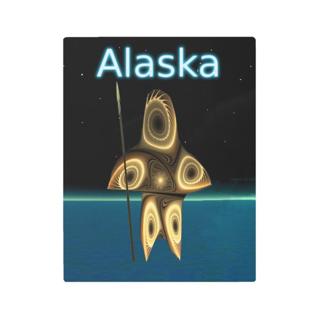 フラクタルイヌイットハンター – アラスカ メタルプリント (正面)