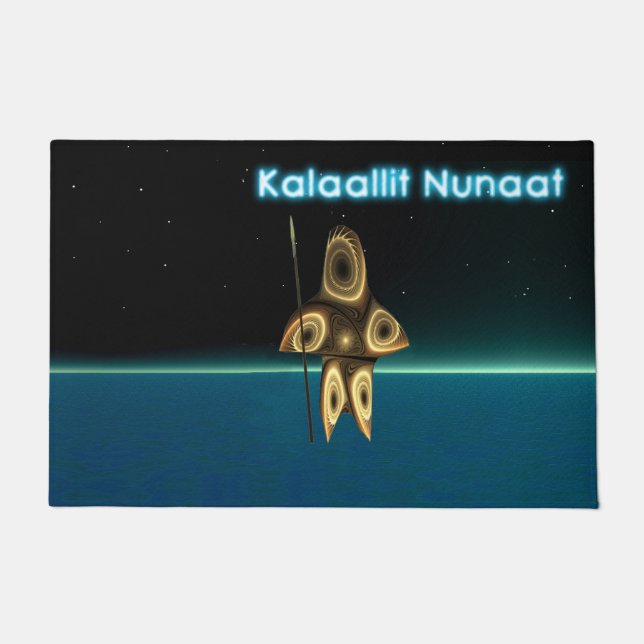 フラクタルイヌイットハンター – グリーンランド ドアマット (正面)
