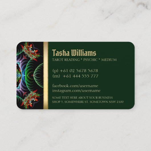 フラクタルエネルギー女神タロット名刺 名刺 (裏面)