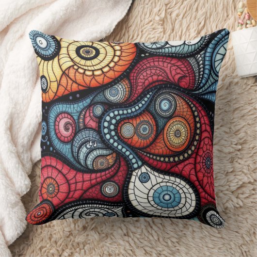 フラクタルカラフルスパイラルアート クッション (ブランケット)