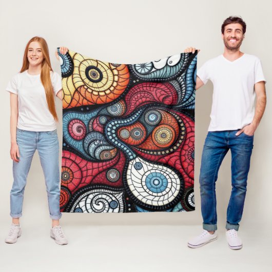 フラクタルカラフルスパイラルアート フリースブランケット (インサイチュ)