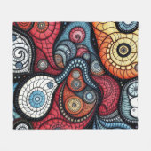 フラクタルカラフルスパイラルアート フリースブランケット (正面(横))