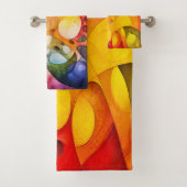 フラクタルカラフルパターン浴室用タオル一式 バスタオルセット (インサイチュ)