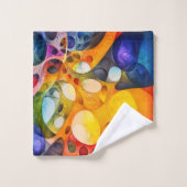 フラクタルカラフルパターン浴室用タオル一式 バスタオルセット (ウォッシュタオル)