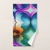 フラクタルカラフルフラワーレインボーパターン バスタオルセット (ハンドタオル)