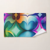 フラクタルカラフルフラワーレインボーパターン バスタオルセット (ハンドタオル)