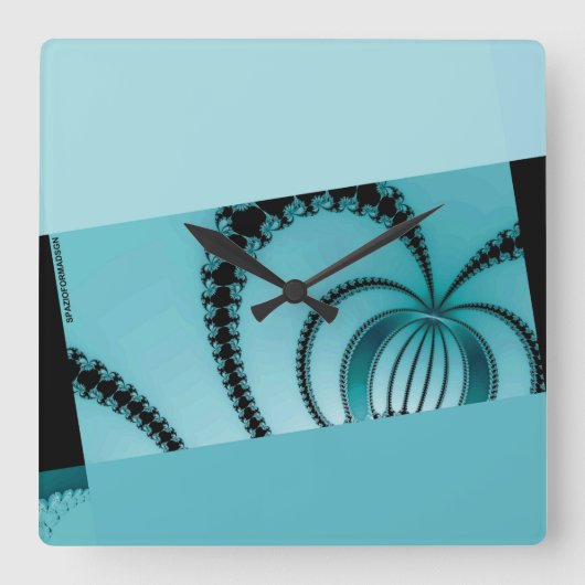 フラクタルガーデンアズル スクエア壁時計 (正面)