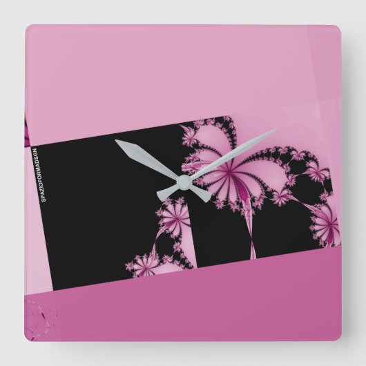 フラクタルガーデンバラ水 スクエア壁時計 (正面)