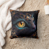 フラクタルキャット顔（黒と色） 鮮やか クッション (ブランケット)