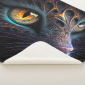 フラクタルキャット顔(黒と色) 鮮やか シェルパブランケット (3/4)