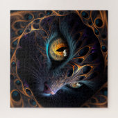 フラクタルキャット顔（黒と色） 鮮やか ジグソーパズル (横)