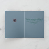 フラクタルクリスマスツリーの雪片とスターブルー シーズンカード (内部)