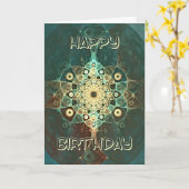 フラクタルグランジ誕生日カード カード (黄色い花)