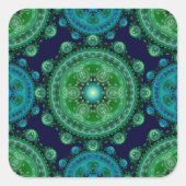 フラクタルグリーンブルー東洋装飾 スクエアシール (正面)
