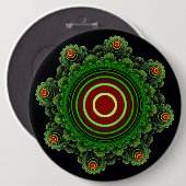 フラクタルグリーン妖精オーナメント 缶バッジ (正面&裏面)