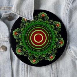 フラクタルグリーン妖精オーナメント 缶バッジ