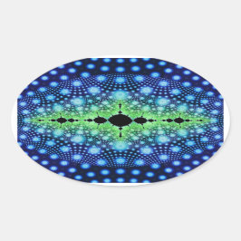 フラクタルサイケデリックワイルド装飾抽象芸術アート 楕円形シール