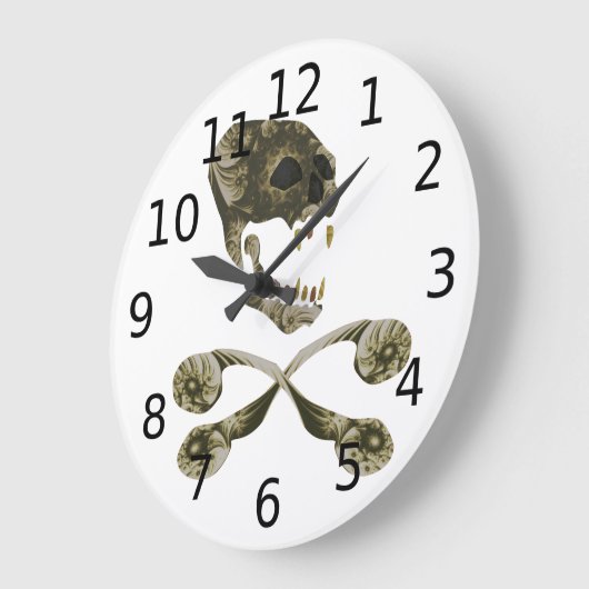 フラクタルスカルとクロスボーン ラージ壁時計 (傾斜)