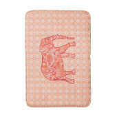 フラクタルスワールゾウ、コーラルオレンジと白 バスマット (正面縦)