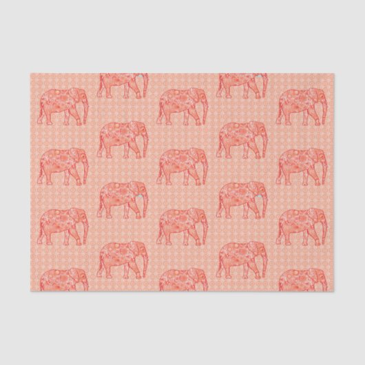 フラクタルスワールゾウ、コーラルオレンジと白 薄葉紙 (正面)