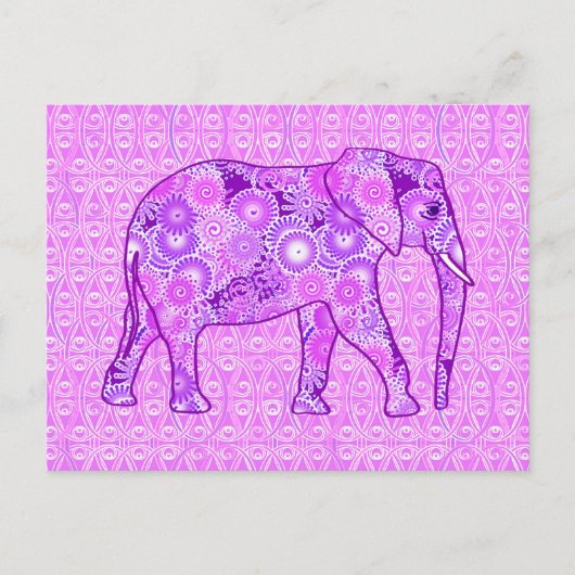 フラクタルスワールゾウ – 紫と蘭 ポストカード (正面)