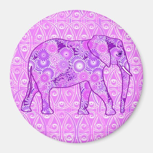 フラクタルスワールゾウ – 紫と蘭 マグネット (正面)