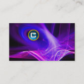 フラクタルスワール宝石モノグラム白黒ブルー 名刺 (裏面)