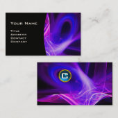 フラクタルスワール宝石モノグラム白黒ブルー 名刺 (正面/裏面)