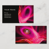 フラクタルスワール宝石モノグラム白黒赤ピンク 名刺 (正面/裏面)