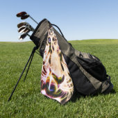 フラクタルタイガークローズアップ – オレンジ ゴルフタオル (グリーン)