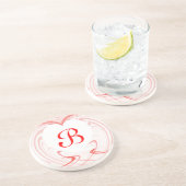 フラクタルハートシリーズ – - – 白と赤のコースター コースター (側面)