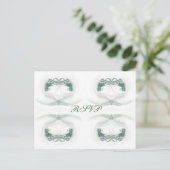 フラクタルハート緑RSVP インビテーションポストカード (スタンド正面)